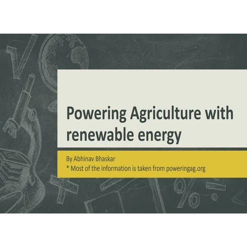 Energy Use in Agriculture Production and Processing for Sustainable ...