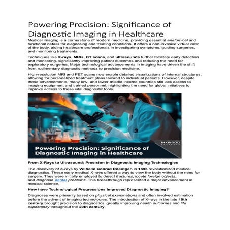 Powering Precision: Significance of Diagnostic Imaging in Healthcare