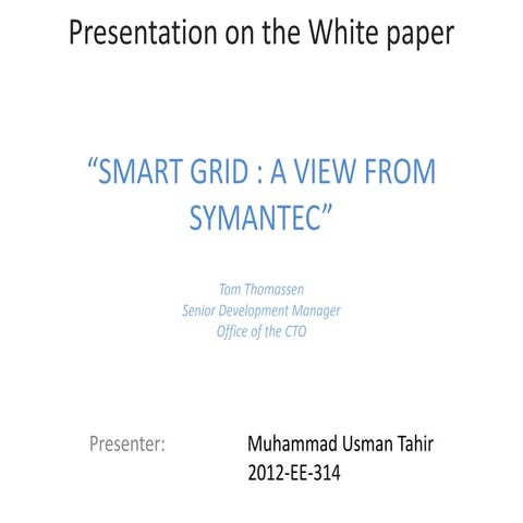 Presentation : Smart Grid based on research paper