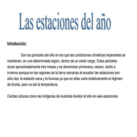 LAS ESTACIONES DEL AÑO