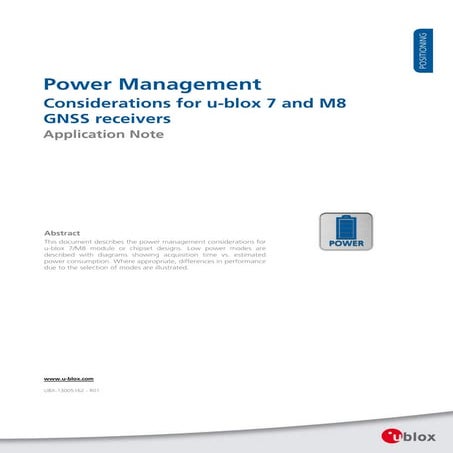 Power management considerations for u blox 7 - m8 gnss receivers