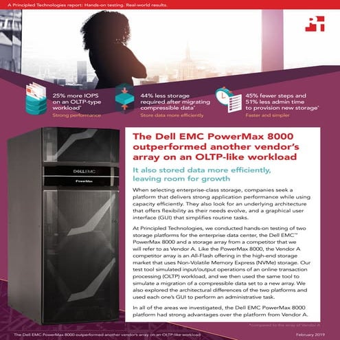 The Dell EMC PowerMax 8000 outperformed another vendor's array on an OLTP-lik...