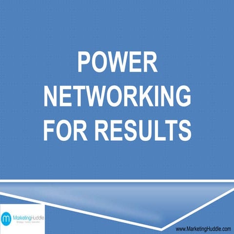 Marketing Huddle | Power Networking Blueprint-part 1