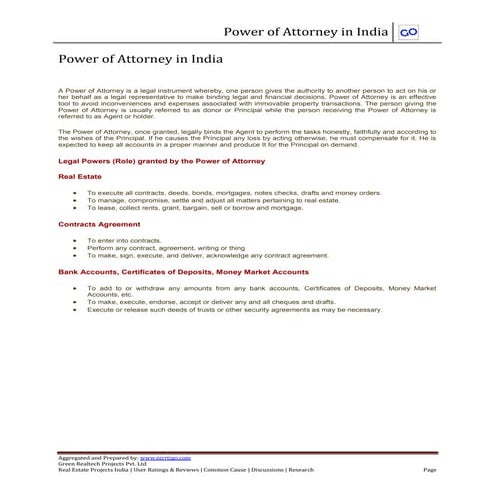 Power of attorney in india