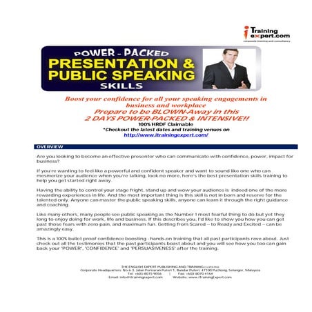 Power packed presentation skills speak with impact and confidence course broc...