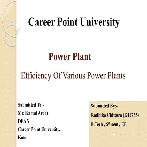 efficiency of various power plants