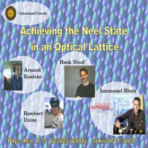 Achieving the Neel state in an optical lattice