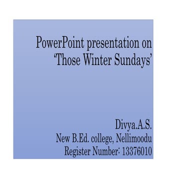 Those winter sundays by robert hayden | PPTX