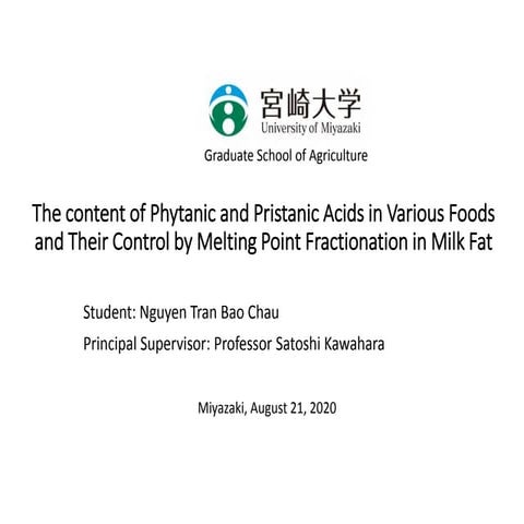 The content of Phytanic and Pristanic Acids in Various Foods and Their Contr...