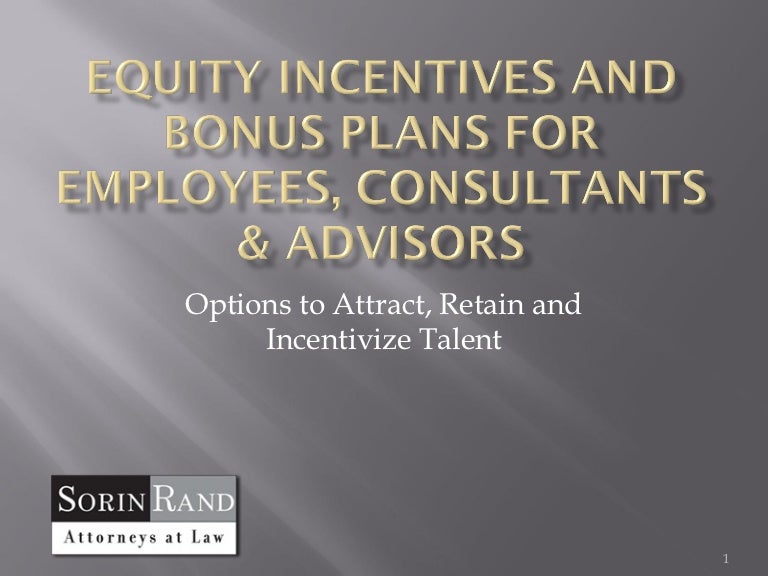 Equity Incentives and Bonus Plans for Employees, Consultants & Adviso…