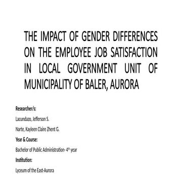 the impact of gender differences on the employee job satisfaction