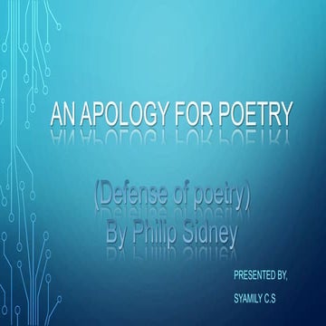 Philip Sidney : An Apology for Poetry