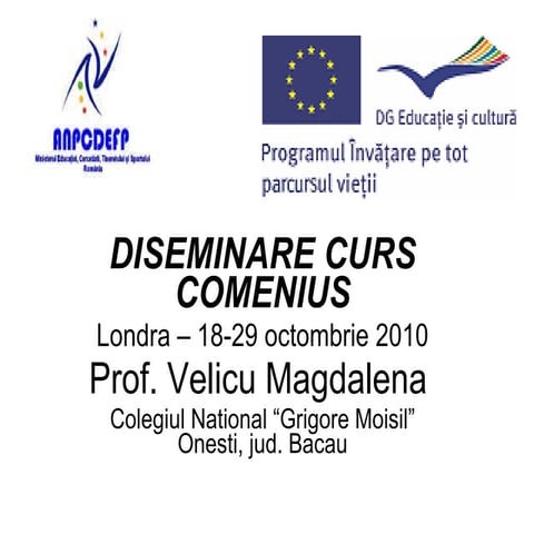 Diseminare curs Comenius octombrie 2010, LONDRA,prof. Velicu Magdalena, Coleg...