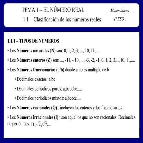 Power point del tema 1 números reales