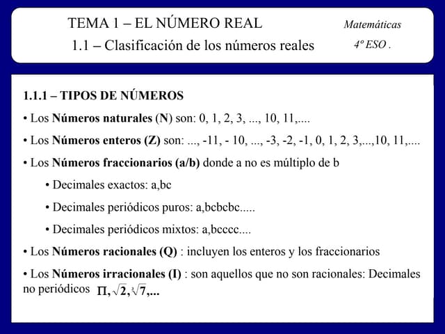 Power point del tema 1 números reales