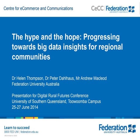 The hype and the hope: Progressing towards big data insights for regional com...