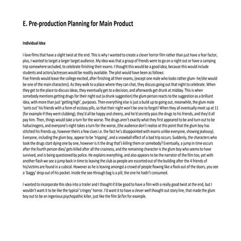 E. Appendix 2: pre-production planning for main product, 