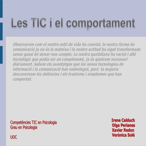 Les TIC i el comportament humà