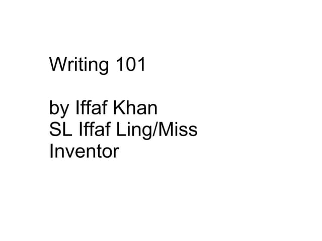 Writing 101 in Second Life