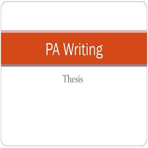 Session #2 - Thesis Writing