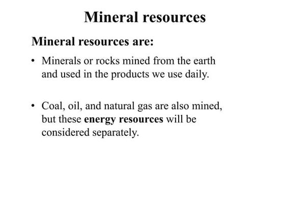Sources Importance Of Mineral Resources Pptx