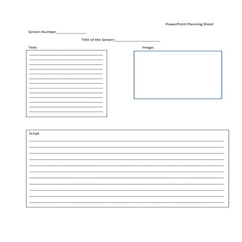 Power point planning sheet