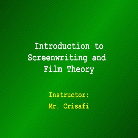 Intro. to Screenwriting