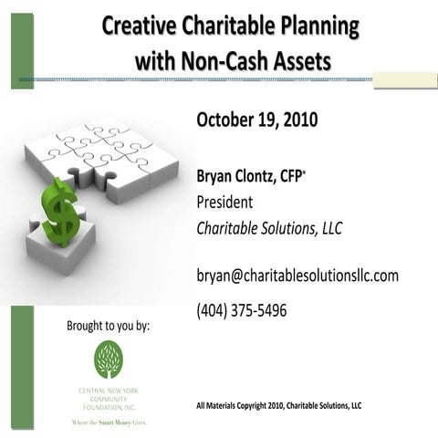 Creative Charitable Planning with Non-Cash Gifts