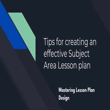 Subject Area Lesson Plan, Effective Guide