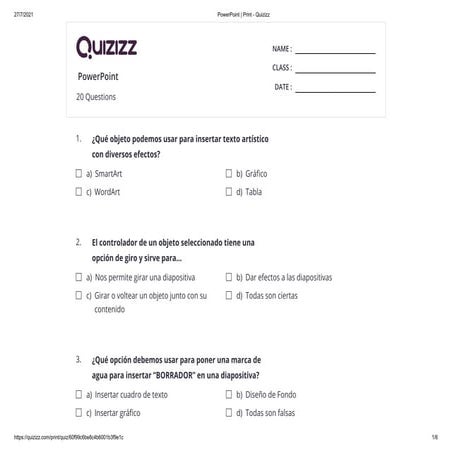 Power point   print - quizizz