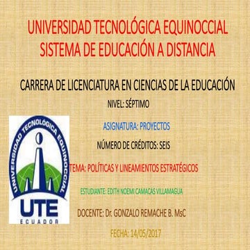 POLÍTICAS Y LINEAMIENTOS ESTRATÉGICOS