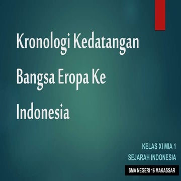 Kronologi Kedatangan Bangsa Eropa Ke Indonesia 