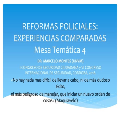 Power Point sobre reformas policiales en AL