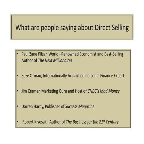 What are people saying about direct selling