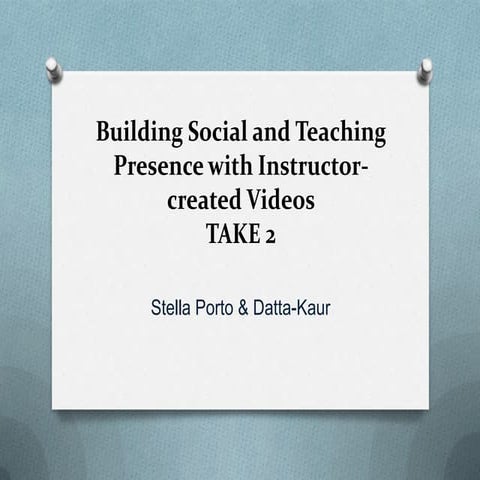 Using Videos in Online Learning - Take 2