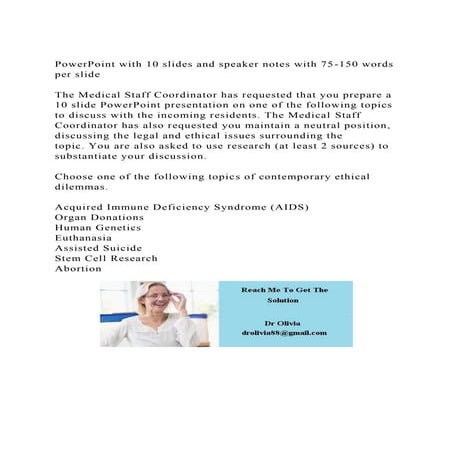 PowerPoint with 10 slides and speaker notes with 75-150 words per .docx