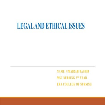 Ethical and legal issues in nursing | PDF