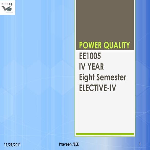 Power quality (IV-EEE)