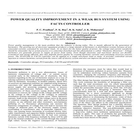 Power quality improvement in a weak bus system using