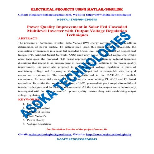 Power quality improvement in solar fed cascaded multilevel inverter ...