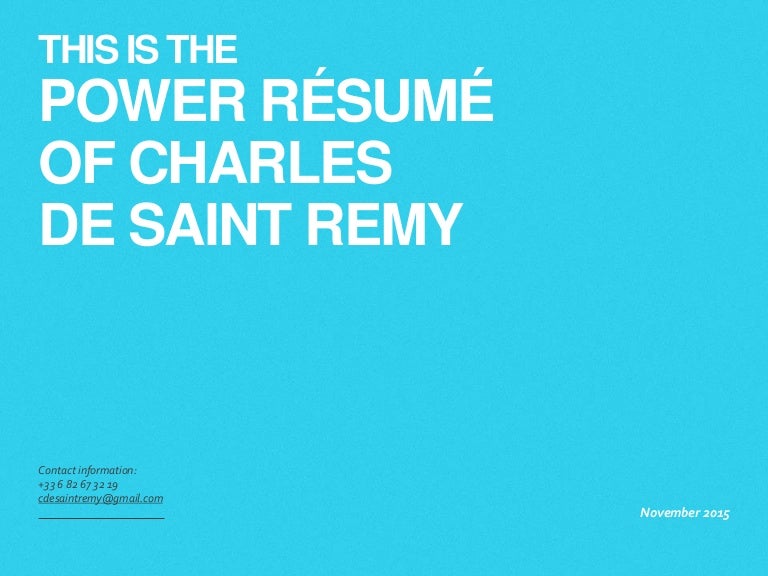 Power résumé of charles de saint remy