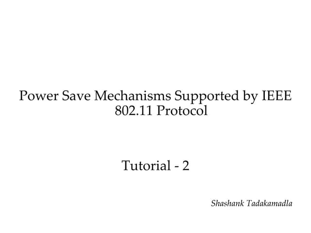 Power Save Mechanismin80211 Protoco...