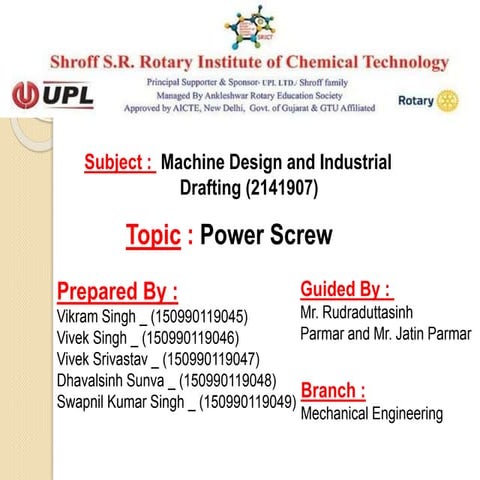 Power screw (machine design & industrial drafting )