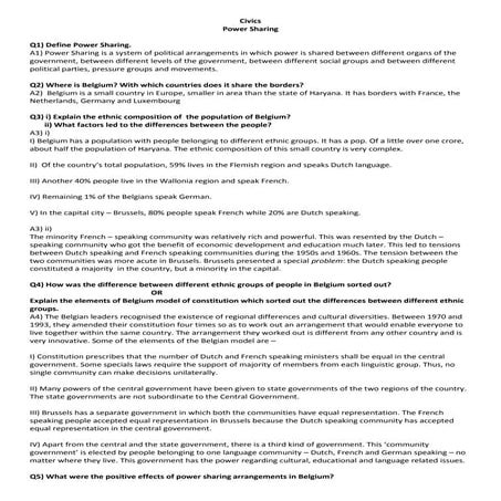 CBSE Class X Power Sharing Notes