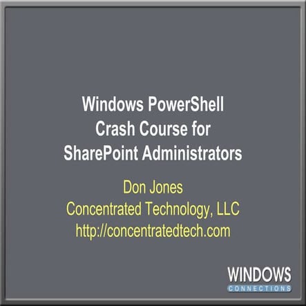 PowerShell crashcourse for sharepoint | PPT
