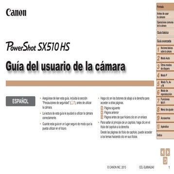 Power shot Canon SX510 MANUAL