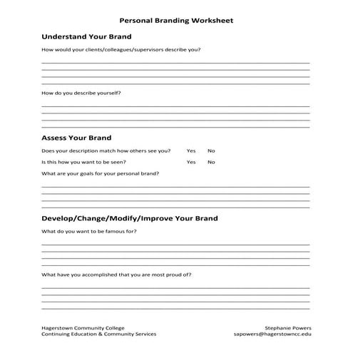 Personal brand worksheet | PDF