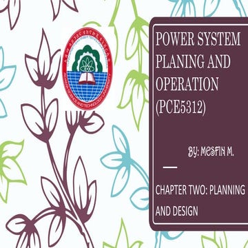 Power system planing and operation (pce5312) chapter two