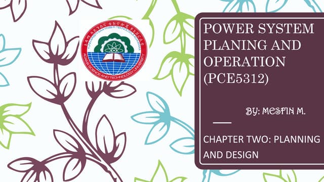 Power system planing and operation (pce5312) chapter two