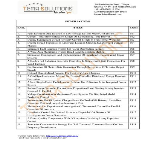 2013 NEW PROJECT TITLES LIST FOR POWER SYSTEM